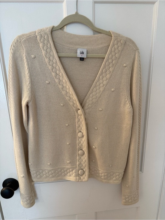 CAbi Sweaters - CAbi Cream Textured V-Neck Bobble Button Cardigan